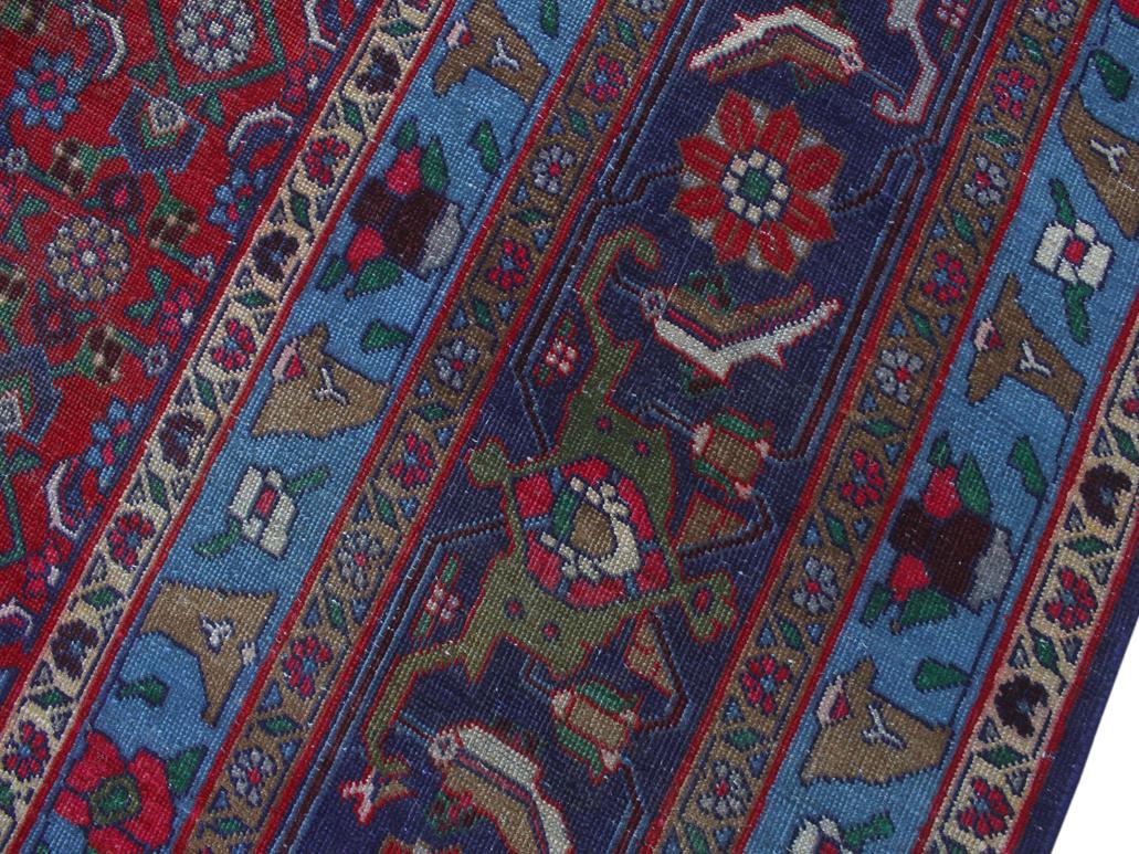 handmade Medallion, Traditional Tabriz Red Blue Hand Knotted RECTANGLE 100% WOOL area rug 10x13