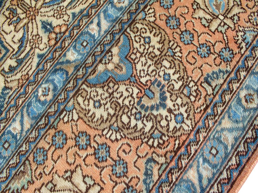 handmade Medallion, Traditional Tabriz Tan Blue Hand Knotted RECTANGLE 100% WOOL area rug 10x13