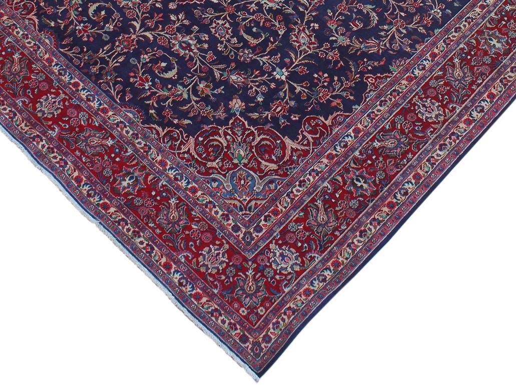 handmade Medallion, Traditional Kashan Blue Red Hand Knotted RECTANGLE 100% WOOL area rug 10x13