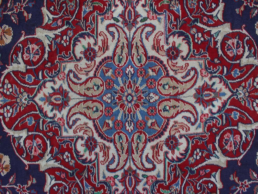 handmade Medallion, Traditional Kashan Blue Red Hand Knotted RECTANGLE 100% WOOL area rug 10x13