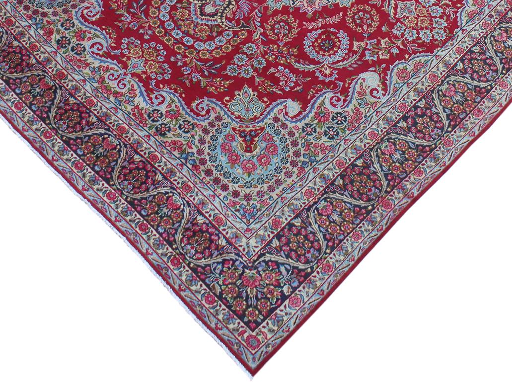 handmade Medallion, Traditional Tabriz Red Blue Hand Knotted RECTANGLE 100% WOOL area rug 10x13