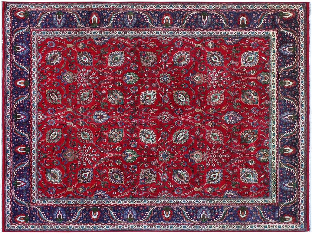 handmade Medallion, Traditional Tabriz Red Purple Hand Knotted RECTANGLE 100% WOOL area rug 10x13