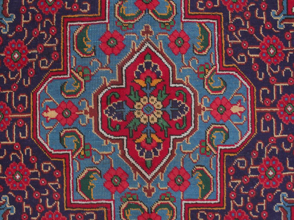 handmade Medallion, Traditional Tabriz Red Blue Hand Knotted RECTANGLE 100% WOOL area rug 10x13