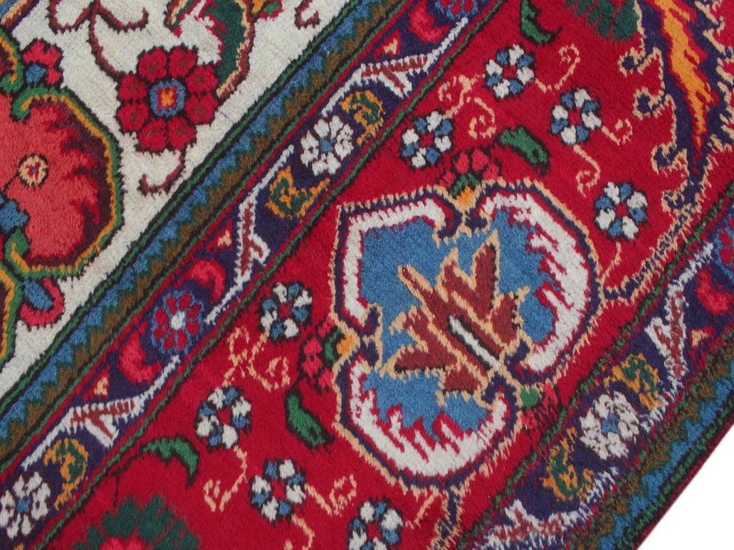 handmade Medallion, Traditional Tabriz Red Blue Hand Knotted RECTANGLE 100% WOOL area rug 10x13
