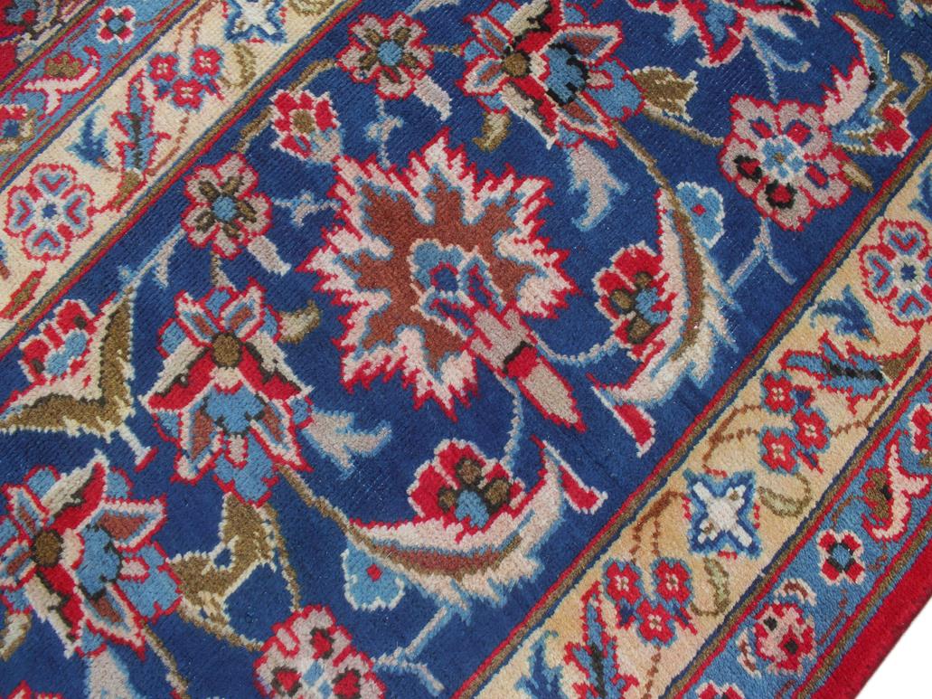 handmade Medallion, Traditional Kashan Red Blue Hand Knotted RECTANGLE 100% WOOL area rug 10x13