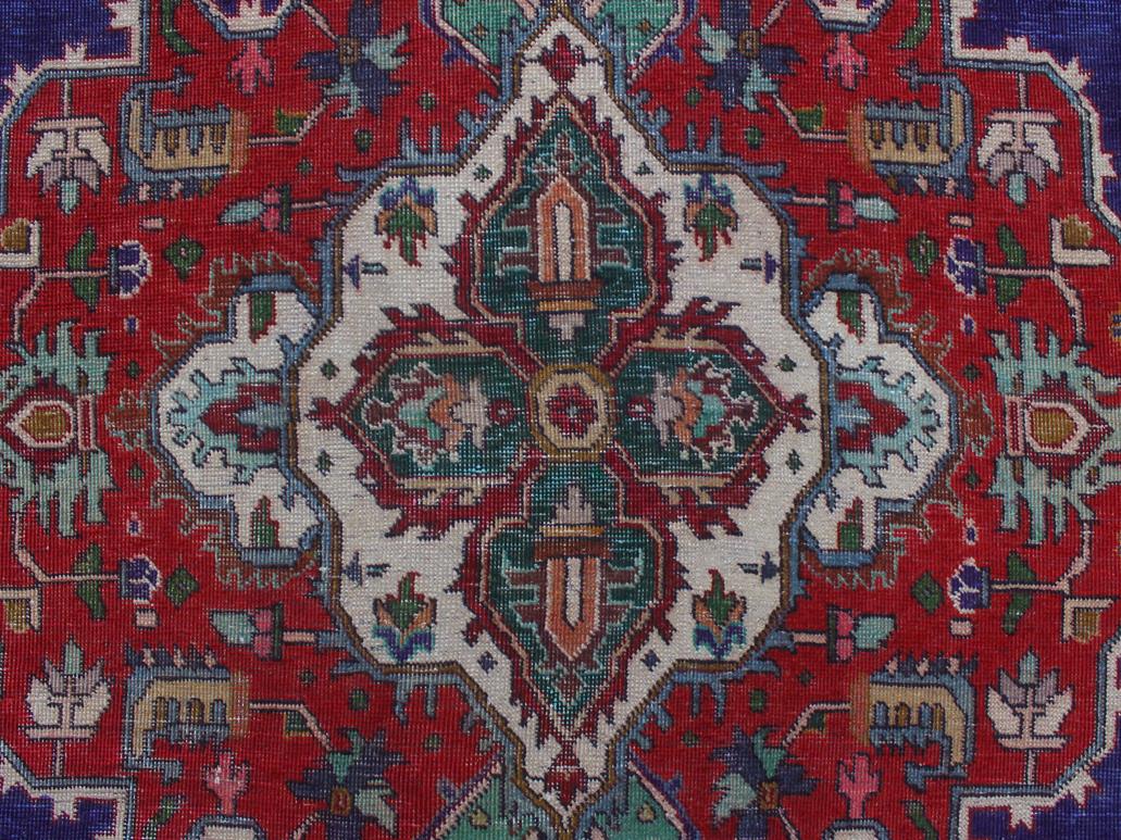 handmade Medallion, Traditional Tabriz Blue Red Hand Knotted RECTANGLE 100% WOOL area rug 10x13