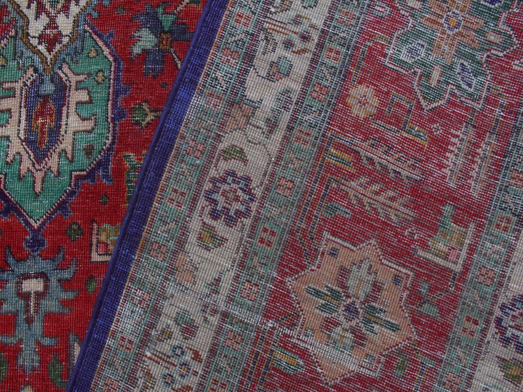 handmade Medallion, Traditional Tabriz Blue Red Hand Knotted RECTANGLE 100% WOOL area rug 10x13