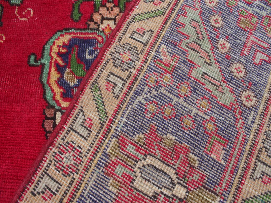 handmade Medallion, Traditional Tabriz Red Blue Hand Knotted RECTANGLE 100% WOOL area rug 7x9