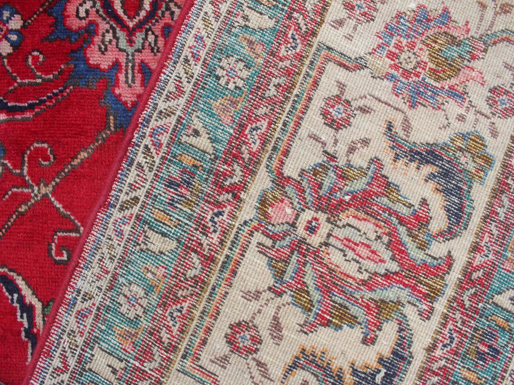 handmade Medallion, Traditional Tabriz Red Beige Hand Knotted RECTANGLE 100% WOOL area rug 9x12