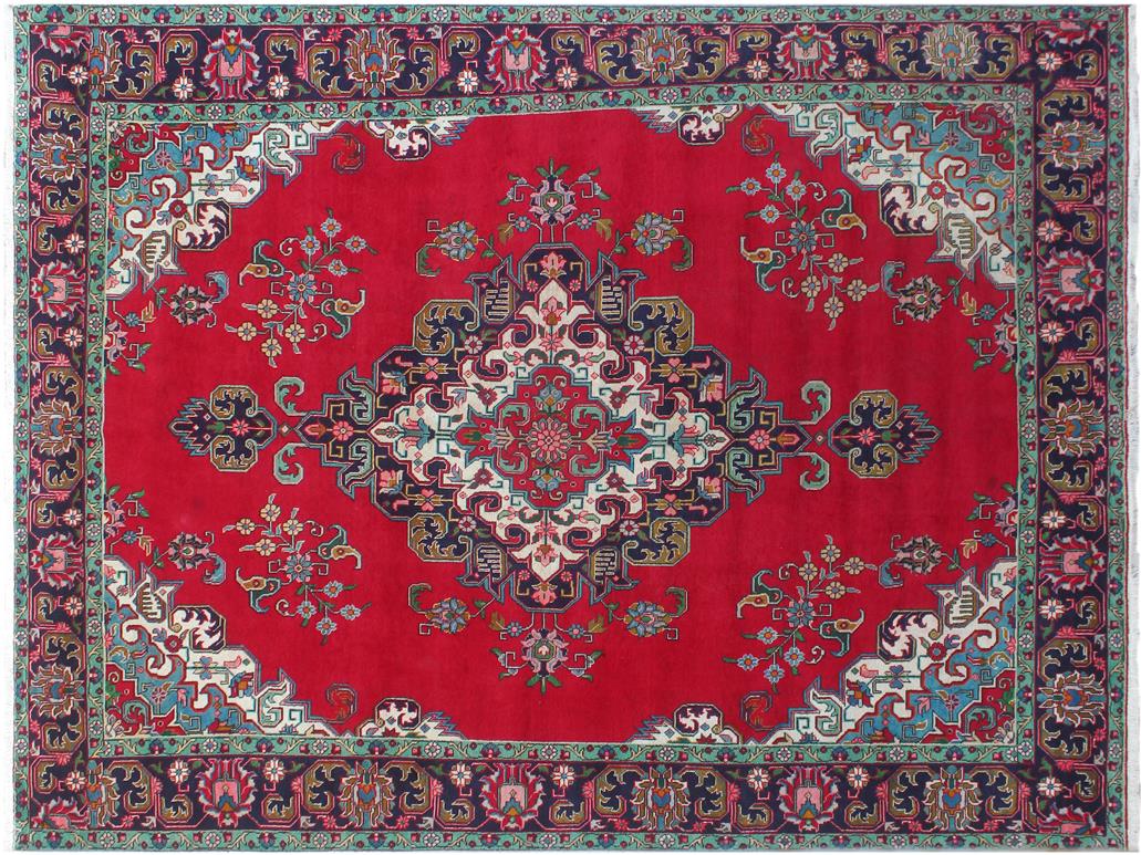 handmade Medallion, Traditional Tabriz Red Purple Hand Knotted RECTANGLE 100% WOOL area rug 10x13