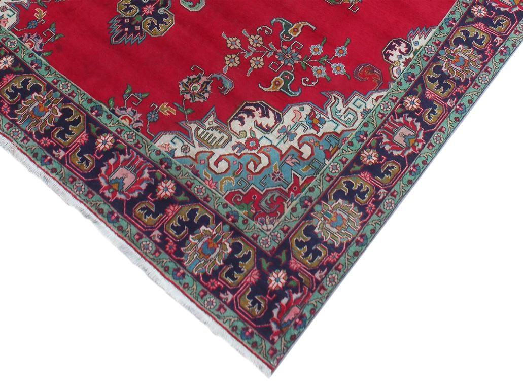 handmade Medallion, Traditional Tabriz Red Purple Hand Knotted RECTANGLE 100% WOOL area rug 10x13