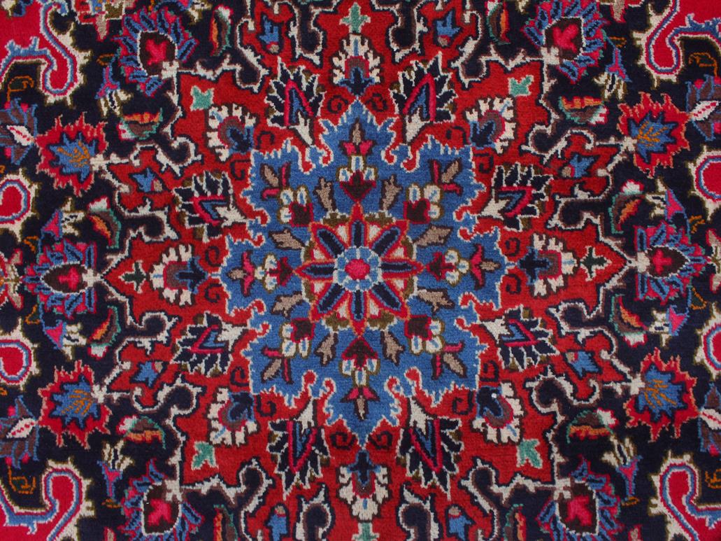 handmade Medallion, Traditional Kashan Red Blue Hand Knotted RECTANGLE 100% WOOL area rug 10x13