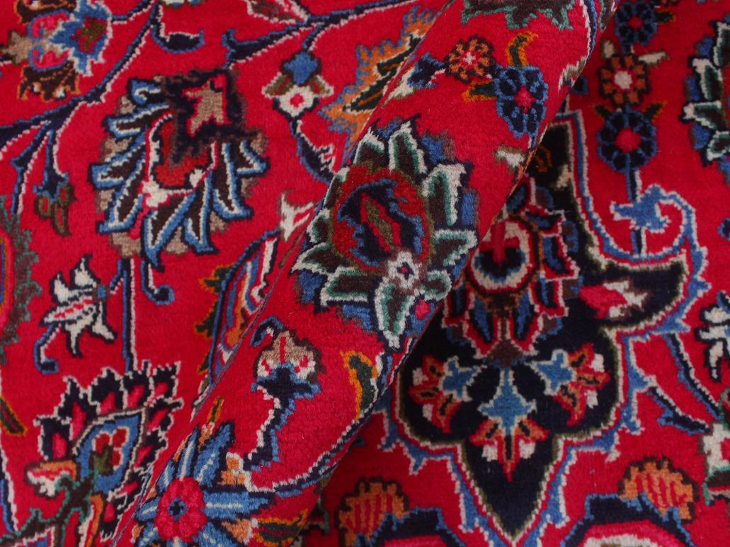 handmade Medallion, Traditional Kashan Red Blue Hand Knotted RECTANGLE 100% WOOL area rug 10x13