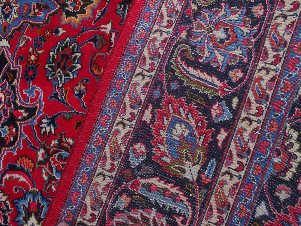 handmade Medallion, Traditional Kashan Red Blue Hand Knotted RECTANGLE 100% WOOL area rug 10x13
