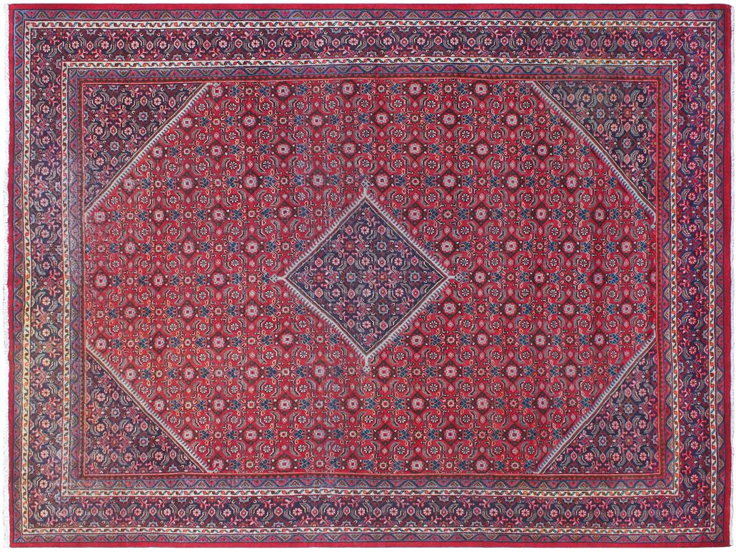 handmade Medallion, Traditional Tabriz Mahi Red Purple Hand Knotted RECTANGLE 100% WOOL area rug 10x13