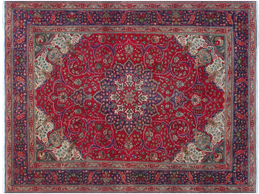 handmade Medallion, Traditional Bakhtiari Red Purple Hand Knotted RECTANGLE 100% WOOL area rug 9x11