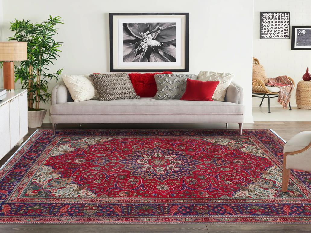 handmade Medallion, Traditional Bakhtiari Red Purple Hand Knotted RECTANGLE 100% WOOL area rug 9x11
