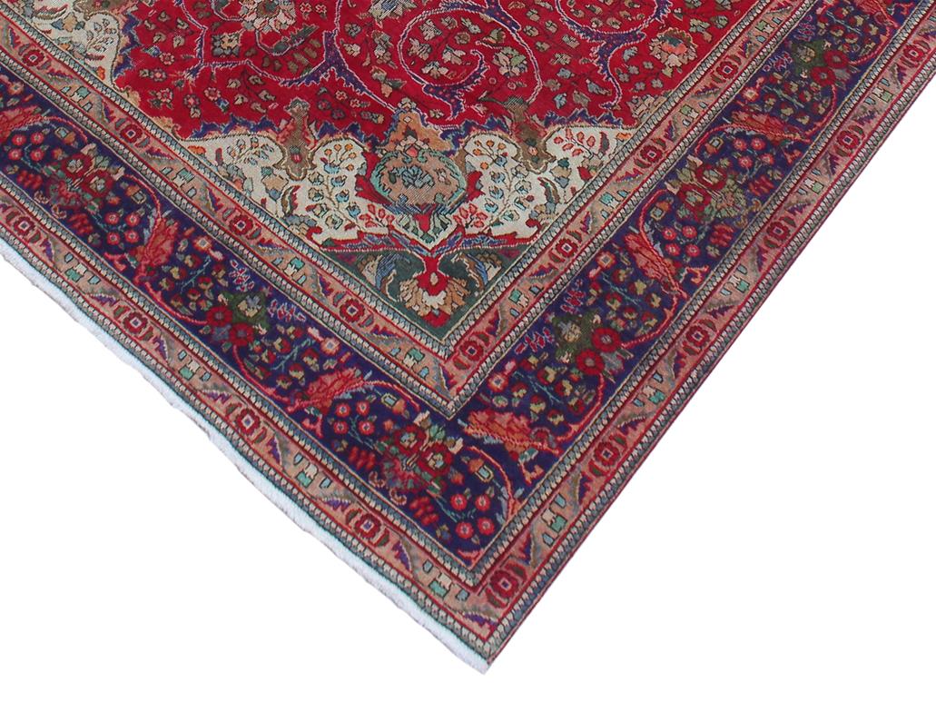 handmade Medallion, Traditional Bakhtiari Red Purple Hand Knotted RECTANGLE 100% WOOL area rug 9x11