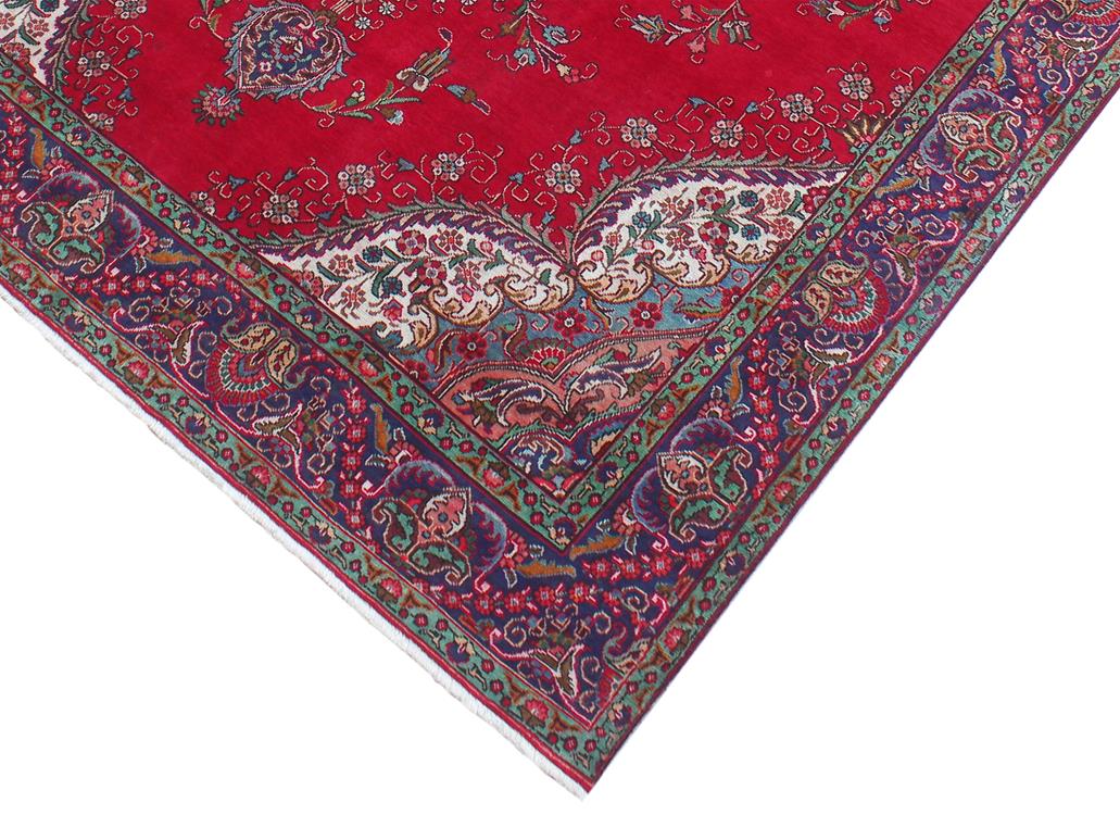 handmade Medallion, Traditional Tabriz Red Purple Hand Knotted RECTANGLE 100% WOOL area rug 9x13