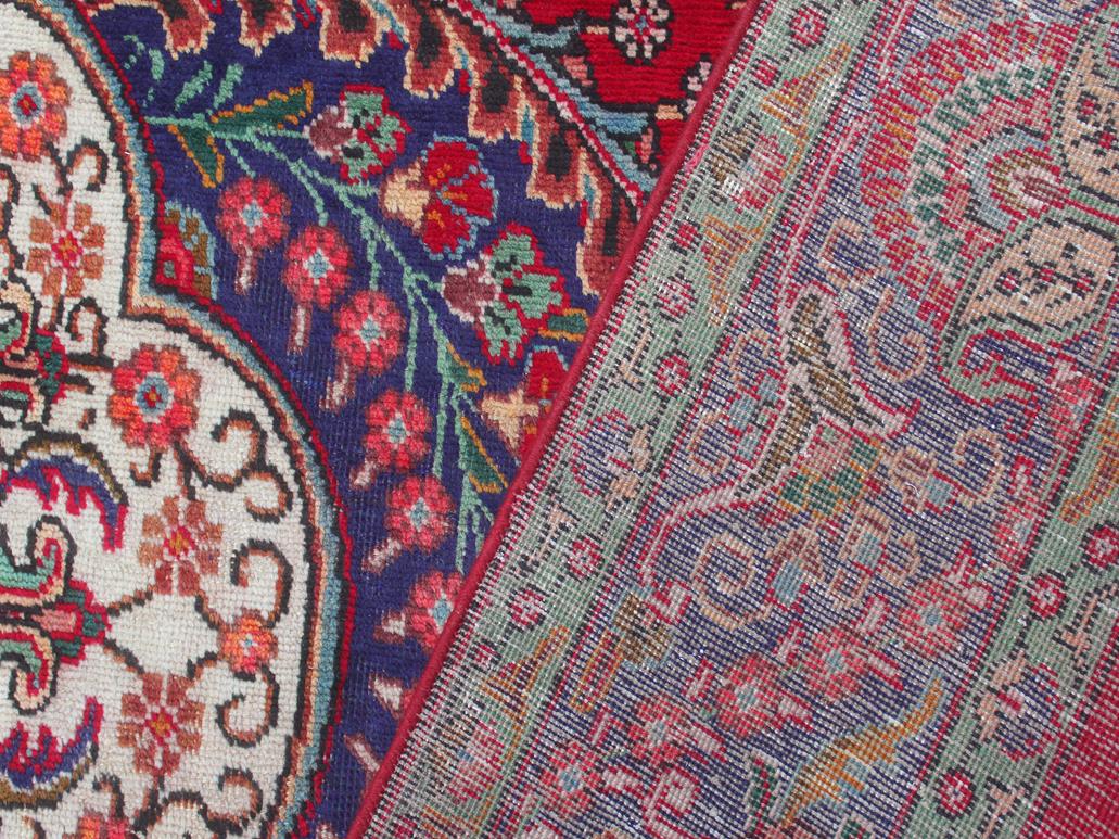 handmade Medallion, Traditional Tabriz Red Purple Hand Knotted RECTANGLE 100% WOOL area rug 9x13