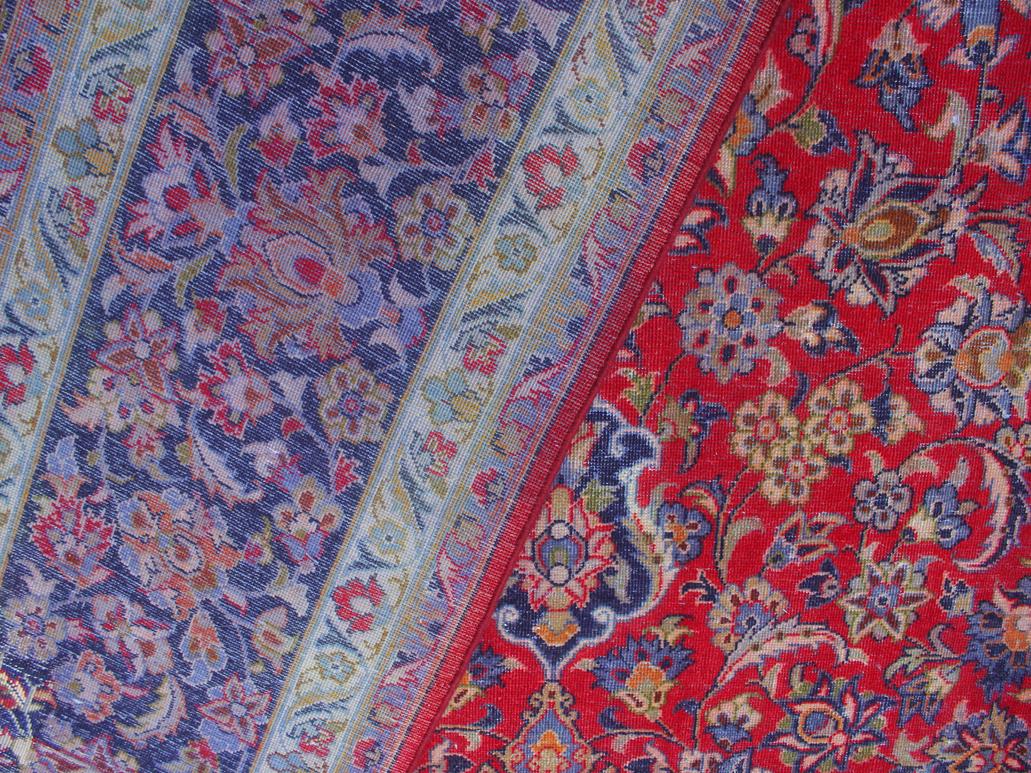 handmade Medallion, Traditional Kashan Red Blue Hand Knotted RECTANGLE 100% WOOL area rug 10x14