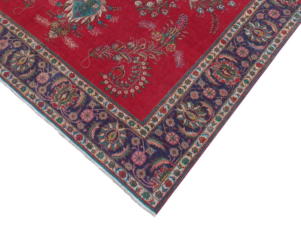 handmade Medallion, Traditional Tabriz Red Purple Hand Knotted RECTANGLE 100% WOOL area rug 10x13