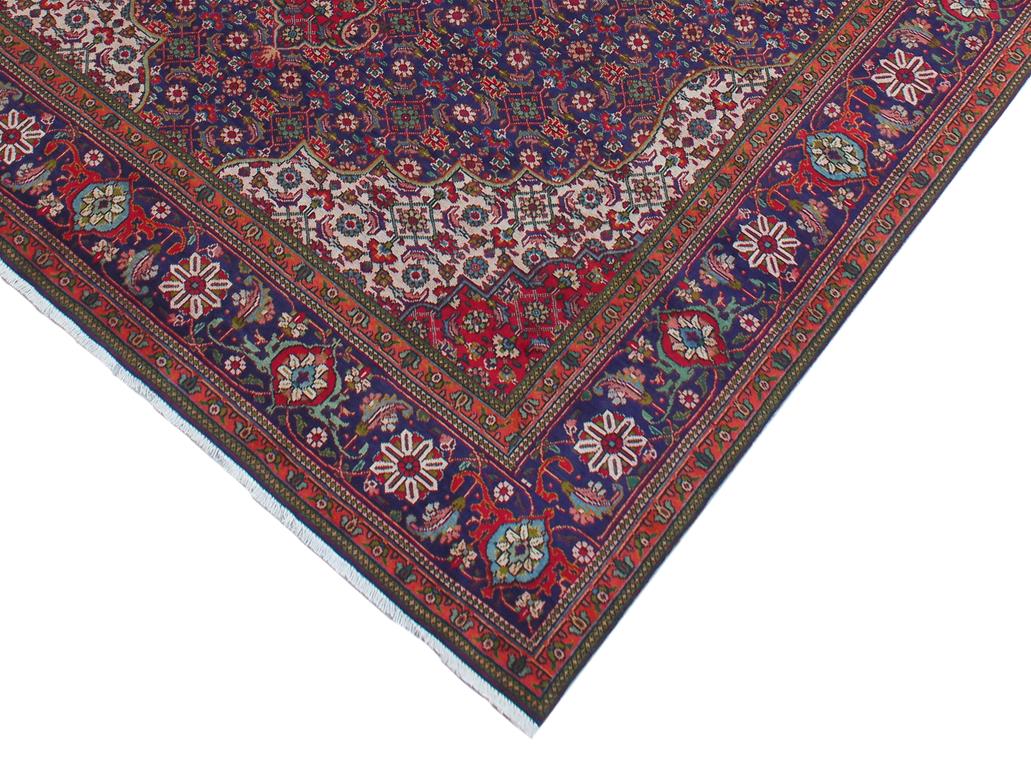 handmade Medallion, Traditional Tabriz Mahi Blue Red Hand Knotted RECTANGLE 100% WOOL area rug 10x12
