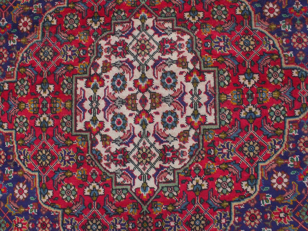 handmade Medallion, Traditional Tabriz Mahi Blue Red Hand Knotted RECTANGLE 100% WOOL area rug 10x12