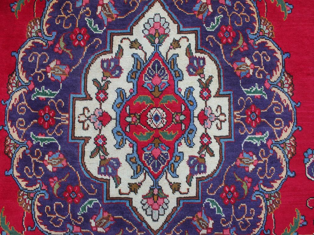 handmade Medallion, Traditional Tabriz Red Purple Hand Knotted RECTANGLE 100% WOOL area rug 9x13