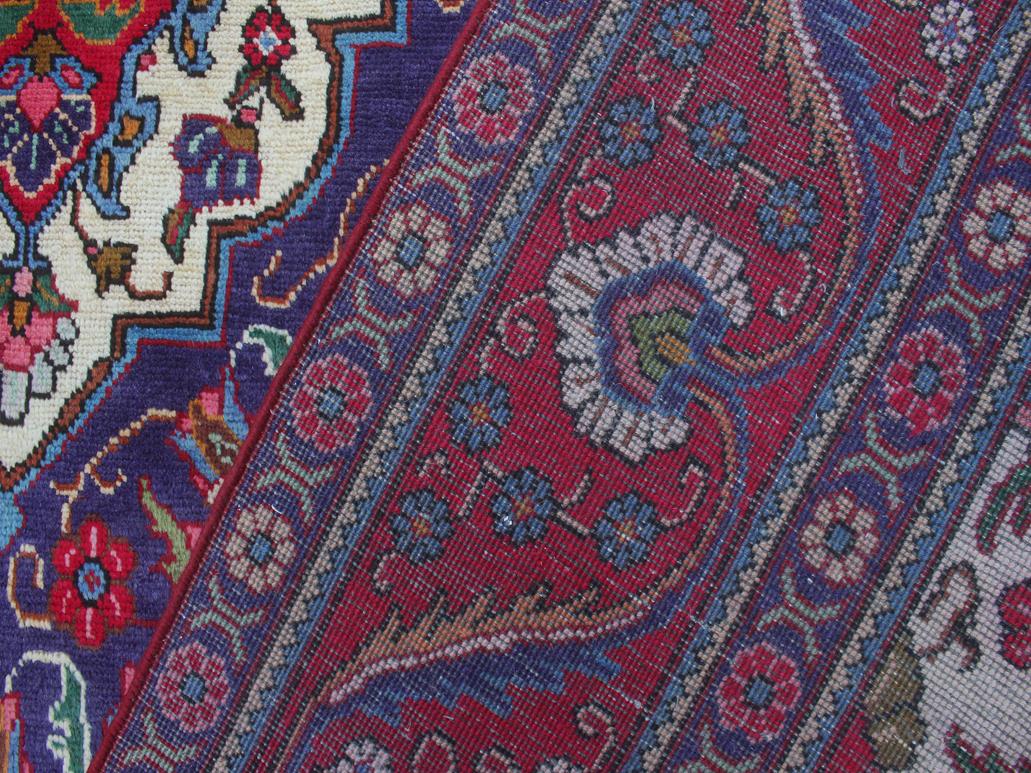 handmade Medallion, Traditional Tabriz Red Purple Hand Knotted RECTANGLE 100% WOOL area rug 9x13