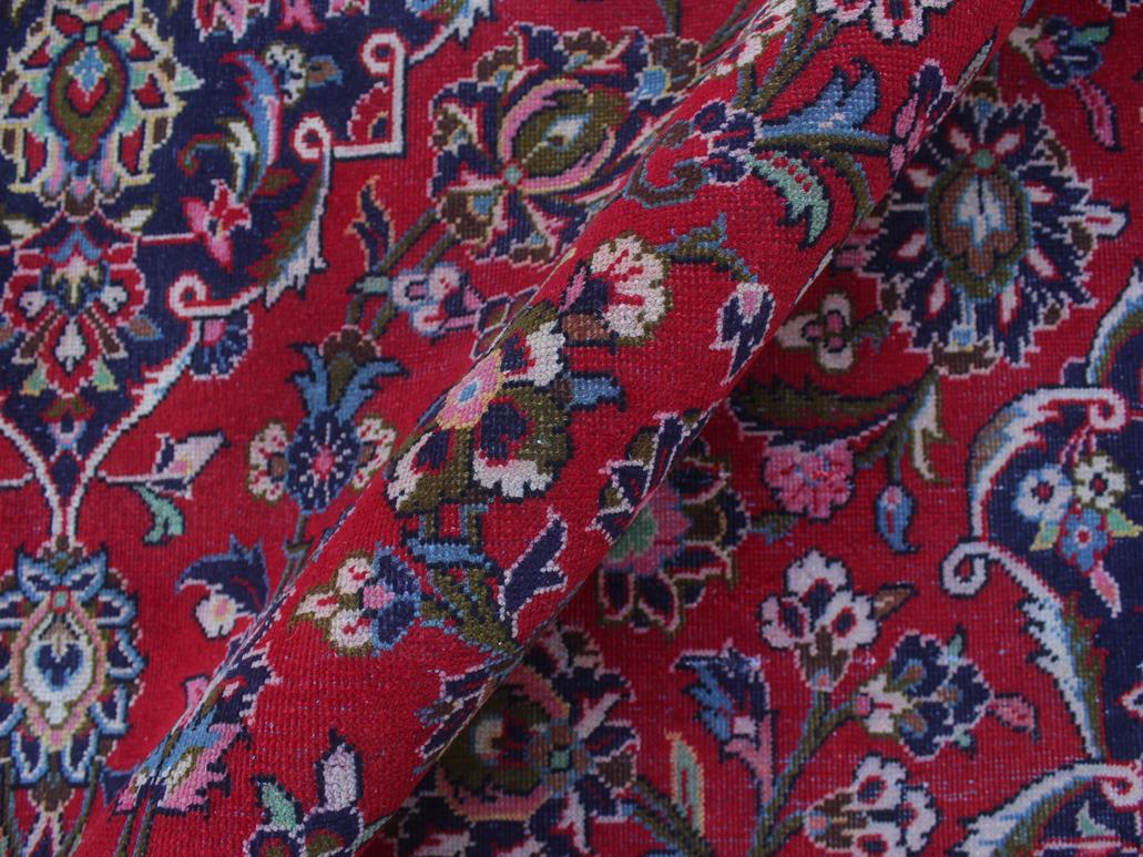 handmade Medallion, Traditional Kashan Red Blue Hand Knotted RECTANGLE 100% WOOL area rug 9x13