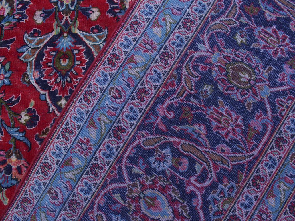 handmade Medallion, Traditional Kashan Red Blue Hand Knotted RECTANGLE 100% WOOL area rug 9x13