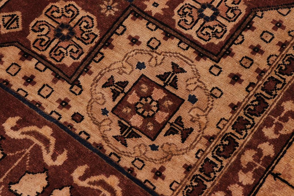 handmade Geometric Kafkaz Chobi Ziegler Brown Tan Hand Knotted RECTANGLE 100% WOOL area rug 8 x 10