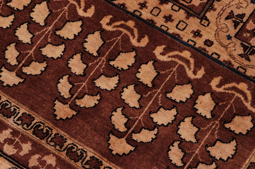 handmade Geometric Kafkaz Chobi Ziegler Brown Tan Hand Knotted RECTANGLE 100% WOOL area rug 8 x 10