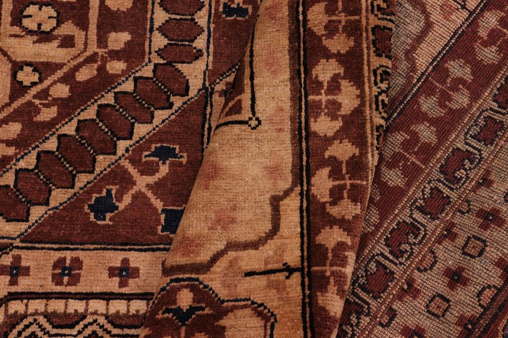 handmade Geometric Kafkaz Chobi Ziegler Brown Tan Hand Knotted RECTANGLE 100% WOOL area rug 8 x 10