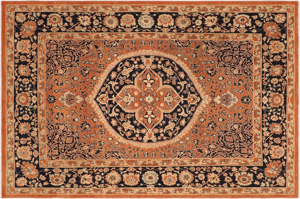 handmade Geometric Kafkaz Chobi Ziegler Rust Blue Hand Knotted RECTANGLE 100% WOOL area rug 8 x 10