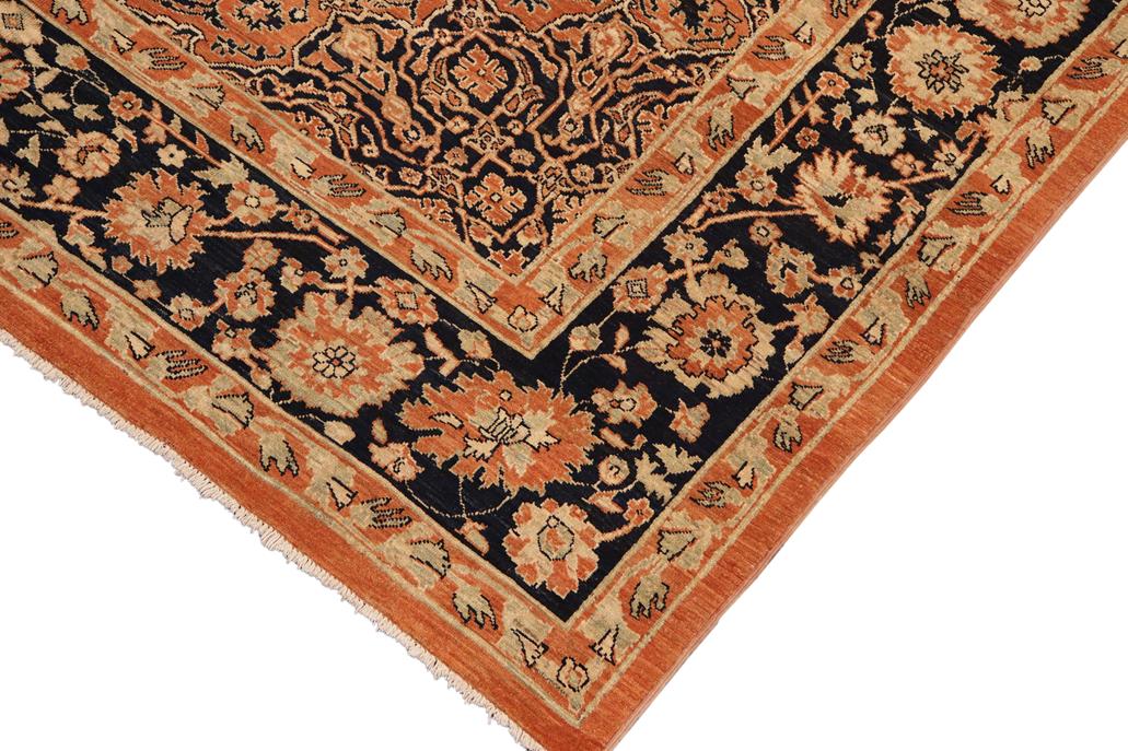handmade Geometric Kafkaz Chobi Ziegler Rust Blue Hand Knotted RECTANGLE 100% WOOL area rug 8 x 10