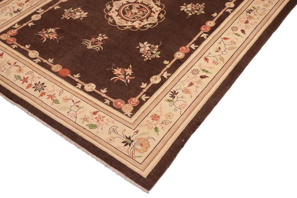 handmade Geometric Kafkaz Chobi Ziegler Brown Beige Hand Knotted RECTANGLE 100% WOOL area rug 8 x 10