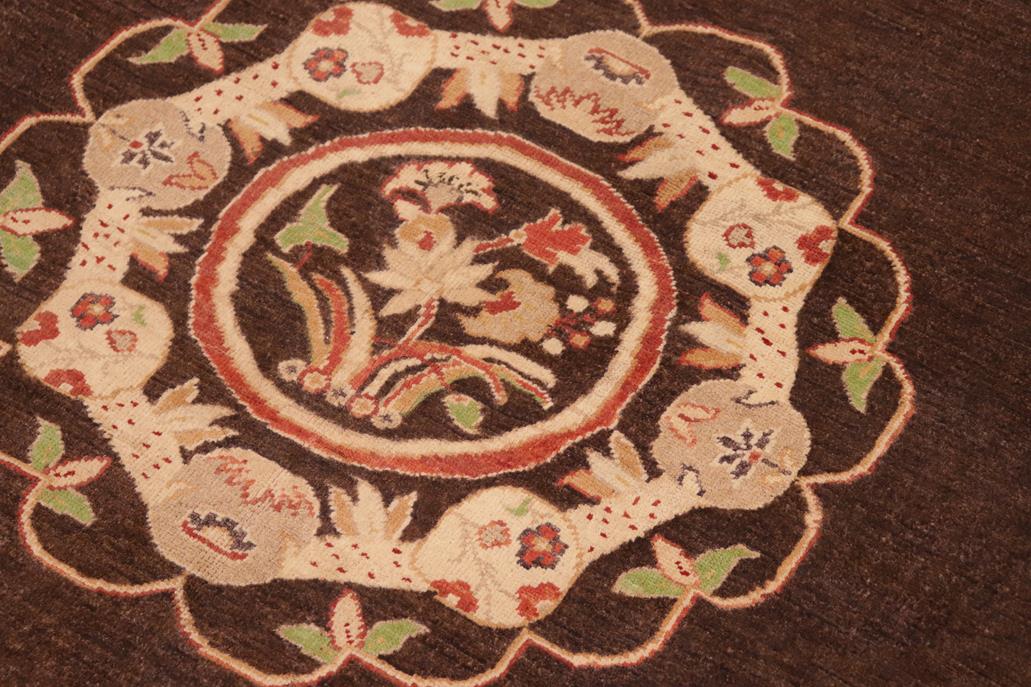 handmade Geometric Kafkaz Chobi Ziegler Brown Beige Hand Knotted RECTANGLE 100% WOOL area rug 8 x 10