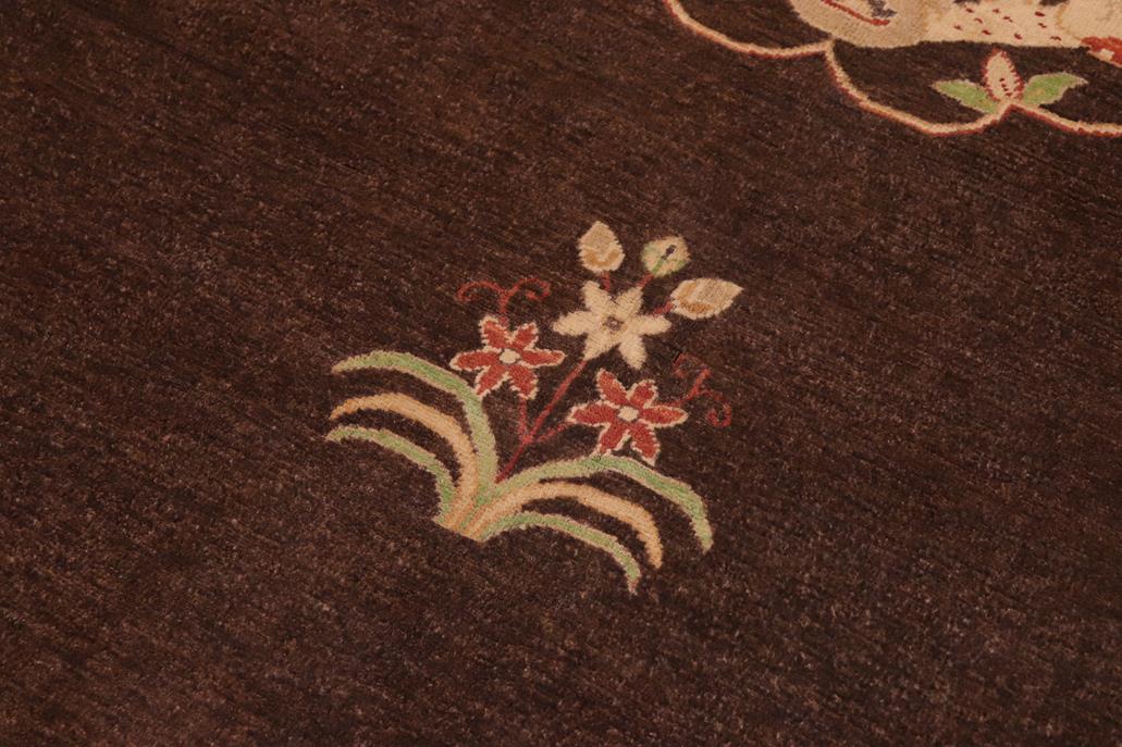 handmade Geometric Kafkaz Chobi Ziegler Brown Beige Hand Knotted RECTANGLE 100% WOOL area rug 8 x 10