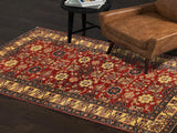 handmade Geometric Super Kazak Red Beige Hand Knotted RECTANGLE 100% WOOL area rug 4x6