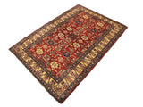 handmade Geometric Super Kazak Red Beige Hand Knotted RECTANGLE 100% WOOL area rug 4x6