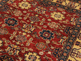 handmade Geometric Super Kazak Red Beige Hand Knotted RECTANGLE 100% WOOL area rug 4x6