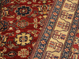 handmade Geometric Super Kazak Red Beige Hand Knotted RECTANGLE 100% WOOL area rug 4x6