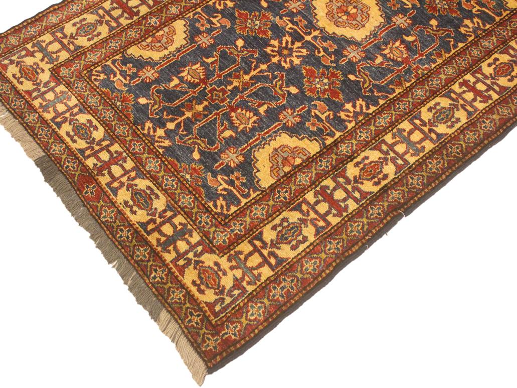 handmade Geometric Super Kazak Blue Gold Hand Knotted RECTANGLE 100% WOOL area rug 4x6