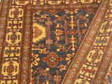 handmade Geometric Super Kazak Blue Gold Hand Knotted RECTANGLE 100% WOOL area rug 4x6