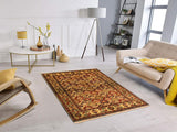 handmade Geometric Super Kazak Gold Blue Hand Knotted RECTANGLE 100% WOOL area rug 4x6