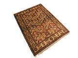 handmade Geometric Super Kazak Gold Blue Hand Knotted RECTANGLE 100% WOOL area rug 4x6