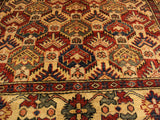 handmade Geometric Super Kazak Gold Blue Hand Knotted RECTANGLE 100% WOOL area rug 4x6