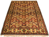 handmade Geometric Super Kazak Gold Blue Hand Knotted RECTANGLE 100% WOOL area rug 4x6